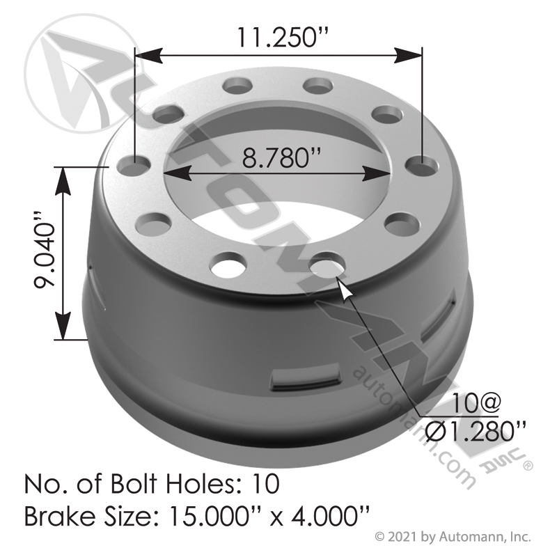 Brake Drum 15.000in X 4.000in