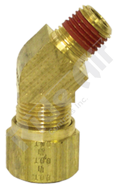 1474-6D - Male Elbow 45 Deg  3/8 x 1/2"  - Brass DOT Air Brake Fittings