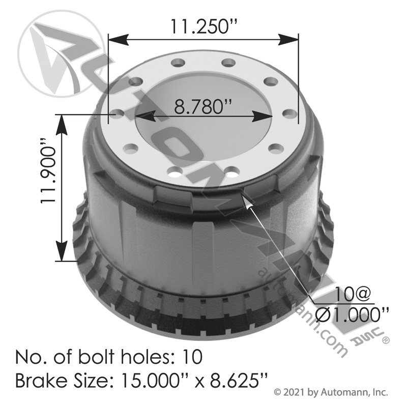 Brake Drum 15.000in X 8.625in