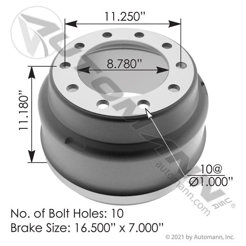 Brake Drum 16.500in X 7.000in