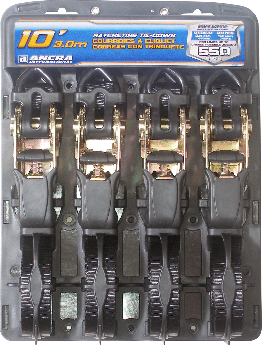 Black Ratchet Tie-Down 4 Pack S-Hooks