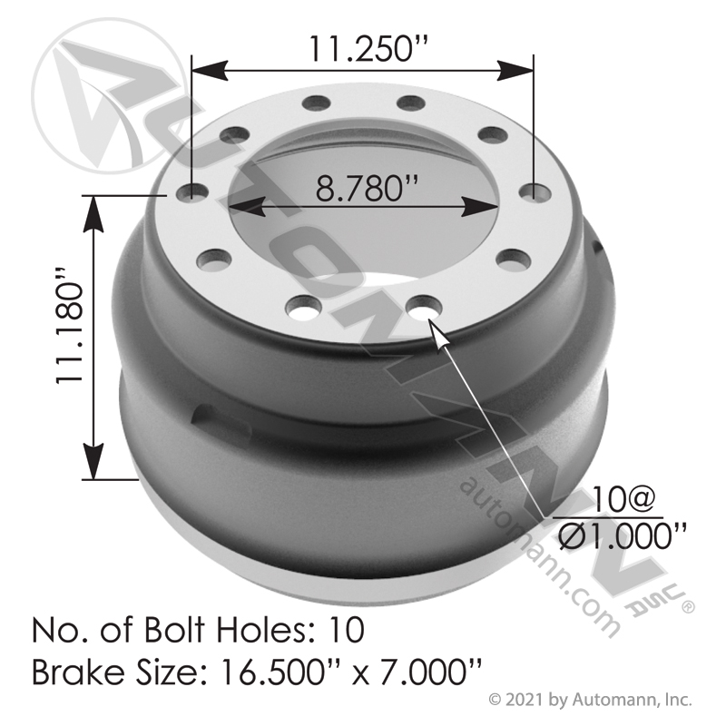 Brake Drum 16.500in X 7.000in