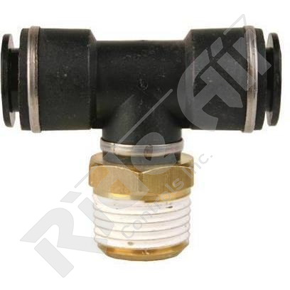 KV2T11-36S - Swivel Male Branch Tee 3/8" Tube 3/8" NPT  - Composite DOT Push-To-Connect Air Brake Fittings