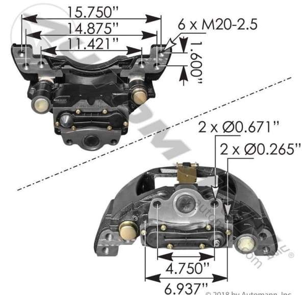 Air Disc Brake Caliper w/Carri